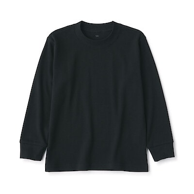 キッズ　起毛スムース編みクルーネック長袖Ｔシャツ