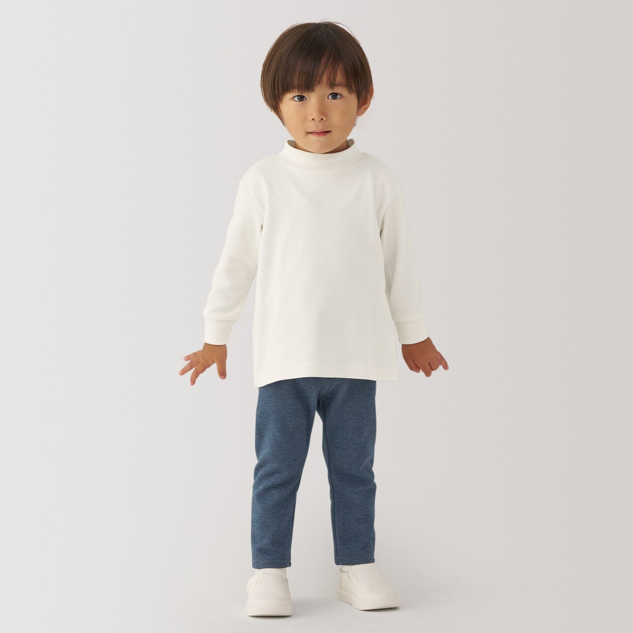 ベビー　起毛スムース編みハイネック長袖Ｔシャツ
