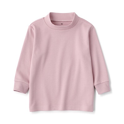 ベビー　起毛スムース編みハイネック長袖Ｔシャツ