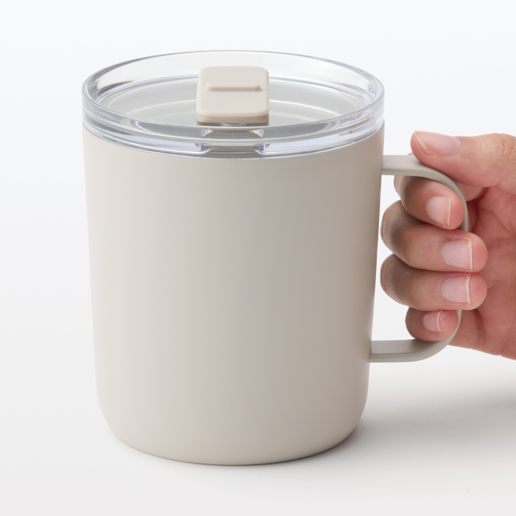 目盛り付き　保温保冷　蓋付きマグカップ