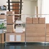 ステンレスユニットシェルフ　ステンレス追加棚　タモ材