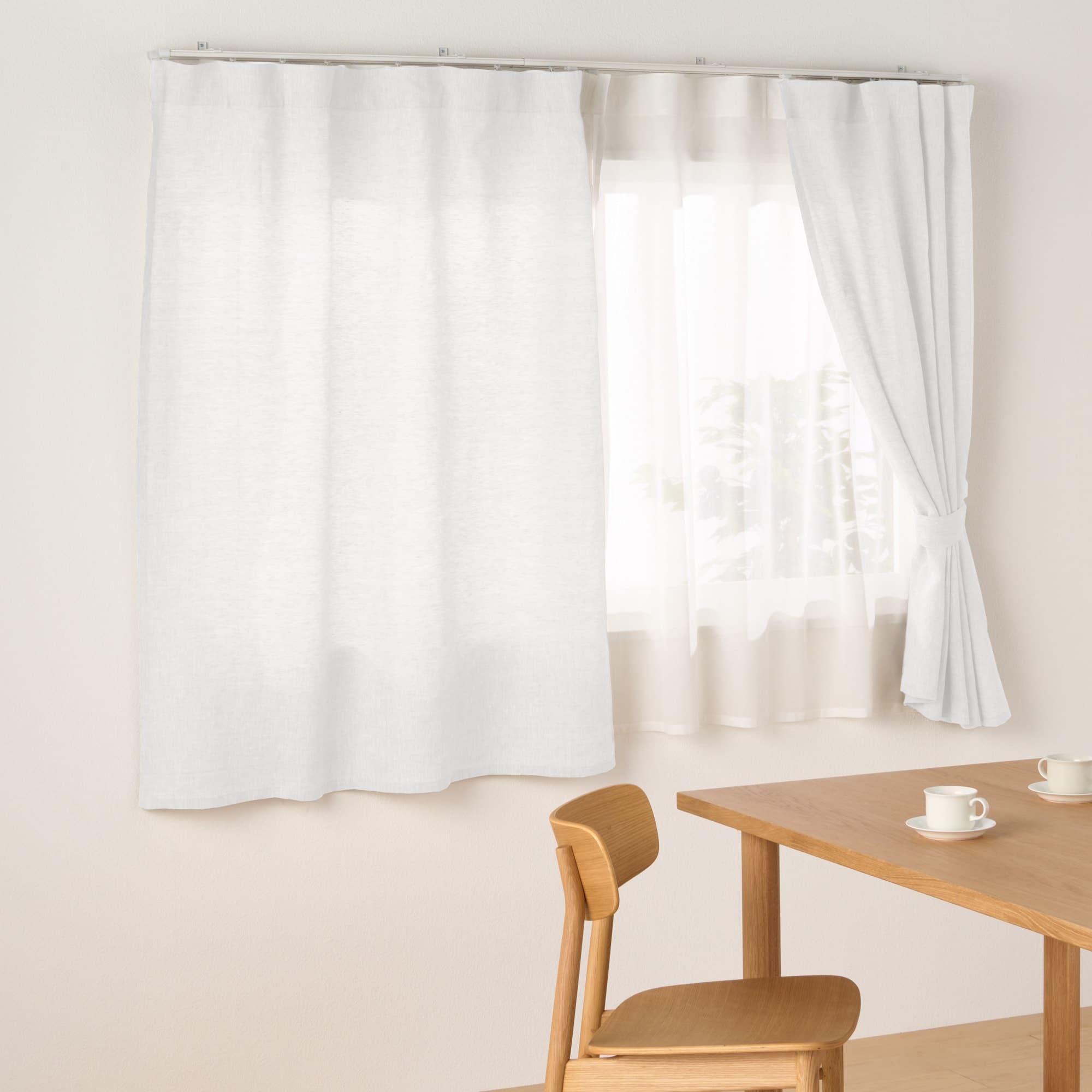 麻平織ノンプリーツカーテン