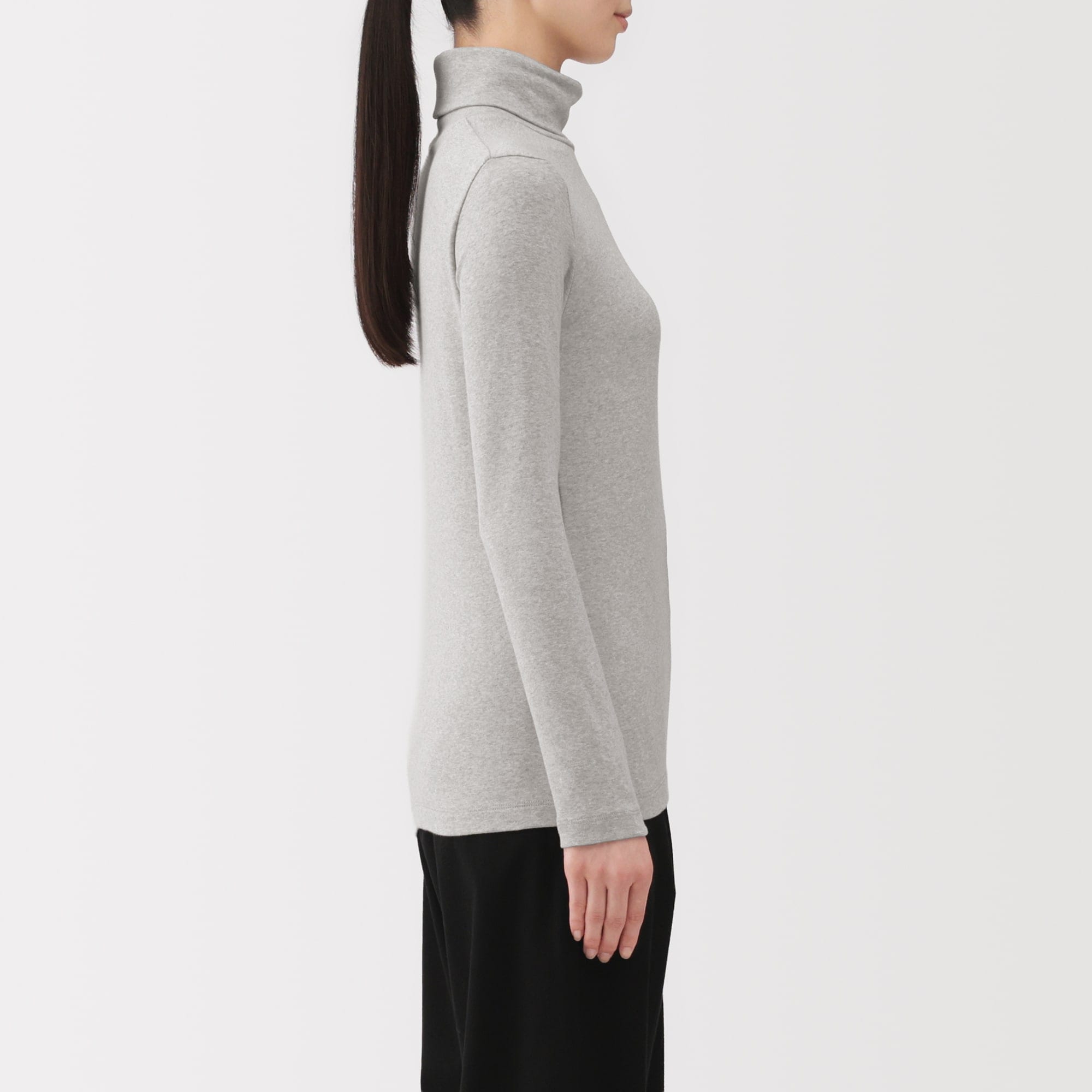 婦人 起毛フライス編みタートルネック長袖Tシャツ | 無印良品