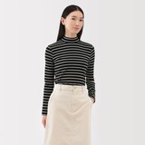 婦人　起毛フライス編みハイネック長袖Ｔシャツ