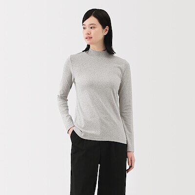 婦人　起毛フライス編みハイネック長袖Ｔシャツ