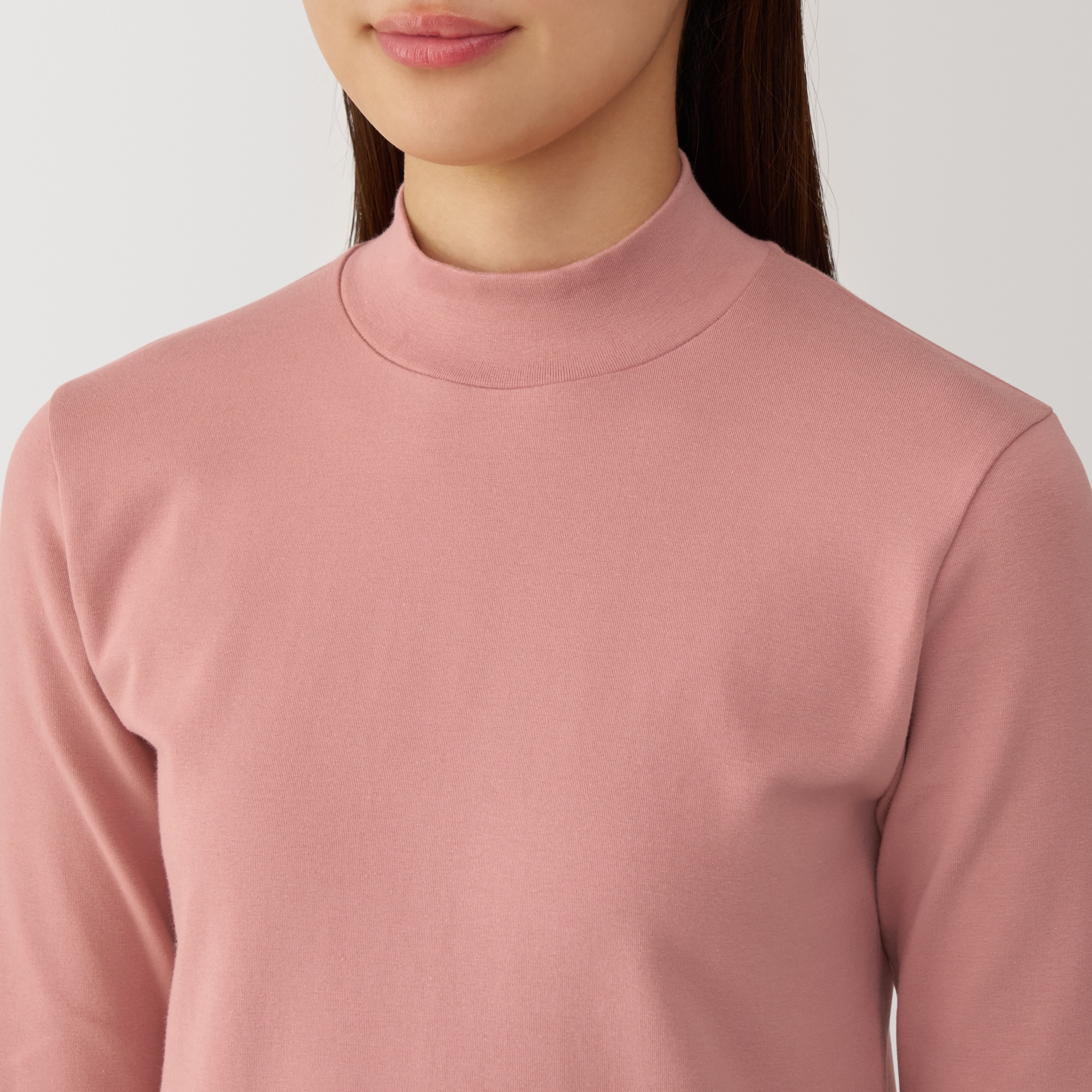 婦人　起毛フライス編みハイネック長袖Ｔシャツ