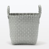 再生ポリプロピレン入り　梱包用バンド　手編みバスケット　小　グレー