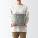 再生ポリプロピレン入り　梱包用バンド　手編みバスケット　中　グレー