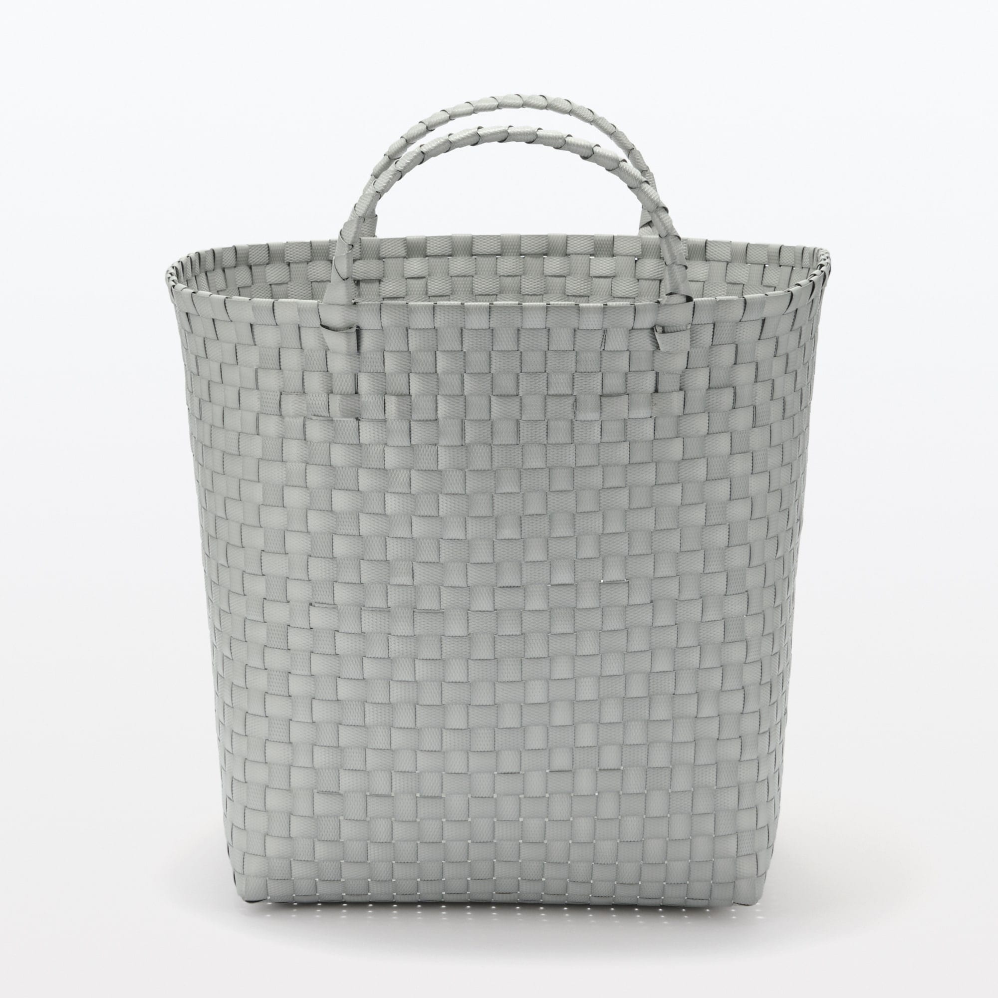 再生ポリプロピレン入り 梱包用バンド 手編みバスケット 大 グレー