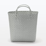 再生ポリプロピレン入り　梱包用バンド　手編みバスケット　大　グレー