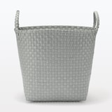 再生ポリプロピレン入り　梱包用バンド　手編みバスケット　大　グレー