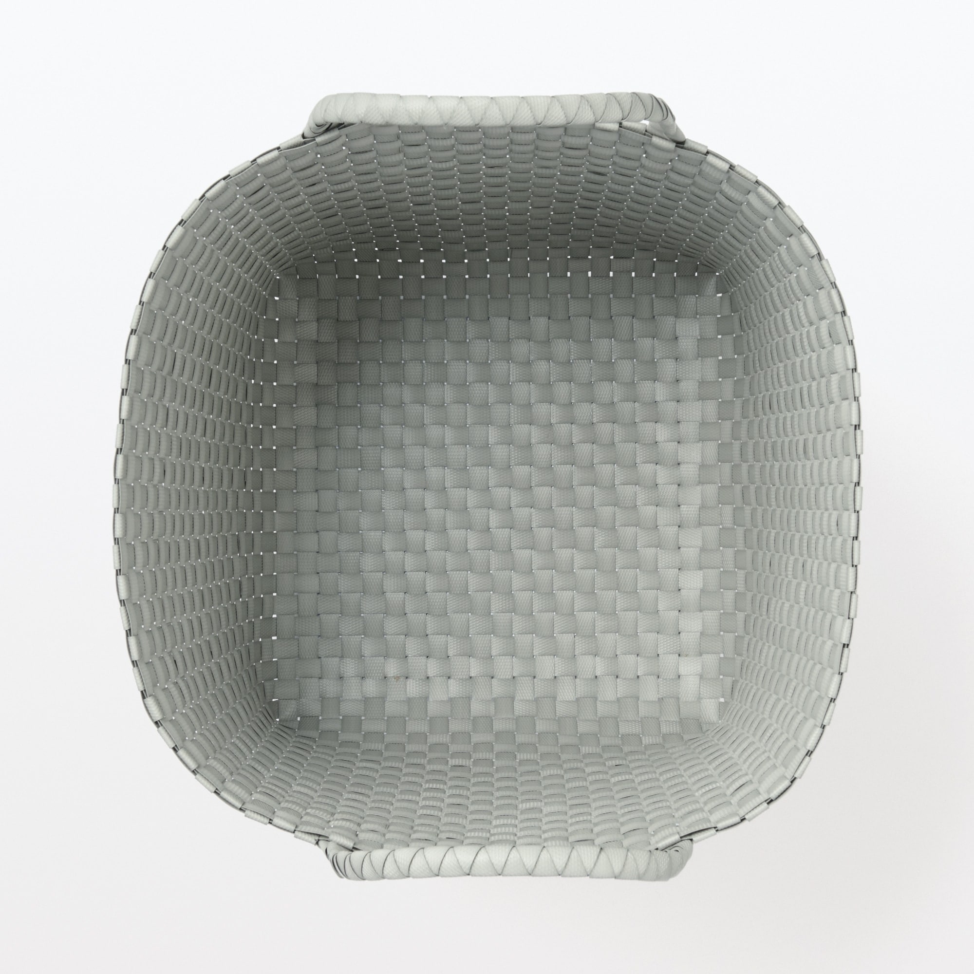 再生ポリプロピレン入り　梱包用バンド　手編みバスケット　大　グレー