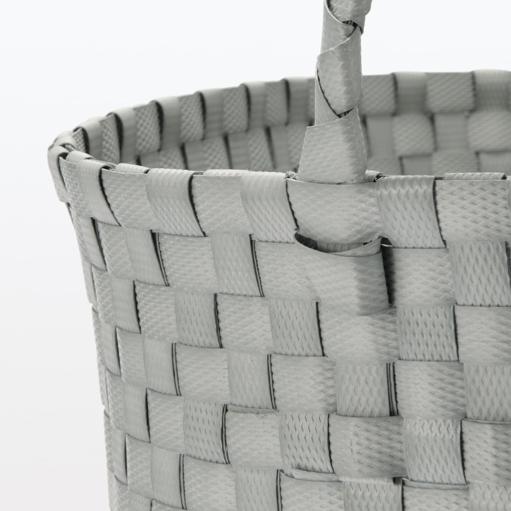 再生ポリプロピレン入り　梱包用バンド　手編みバスケット　大　グレー