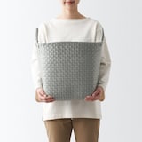 再生ポリプロピレン入り　梱包用バンド　手編みバスケット　大　グレー