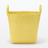 再生ポリプロピレン入り　梱包用バンド　手編みバスケット　中　イエロー