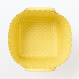 再生ポリプロピレン入り　梱包用バンド　手編みバスケット　中　イエロー