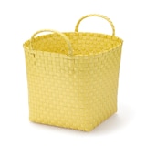 再生ポリプロピレン入り　梱包用バンド　手編みバスケット　中　イエロー