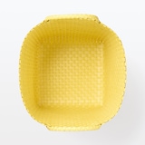 再生ポリプロピレン入り　梱包用バンド　手編みバスケット　大　イエロー