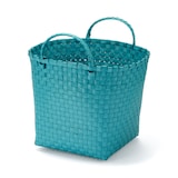 再生ポリプロピレン入り　梱包用バンド　手編みバスケット　中　ブルー