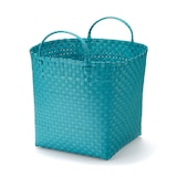 再生ポリプロピレン入り　梱包用バンド　手編みバスケット　大　ブルー