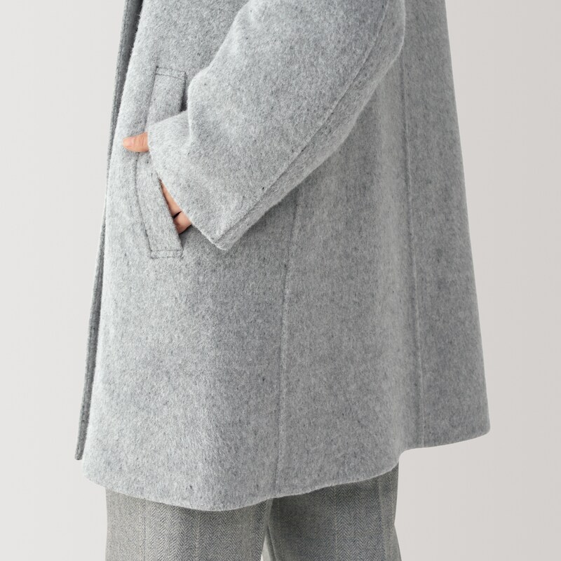 婦人 カシミヤ混ノーカラーコート | 無印良品