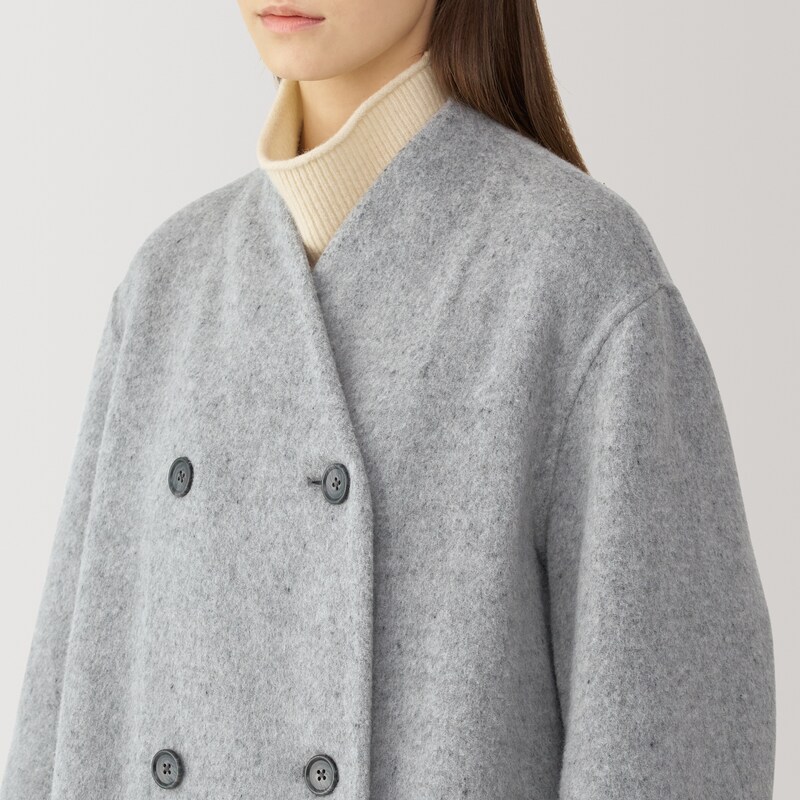 婦人 カシミヤ混ノーカラーコート | 無印良品