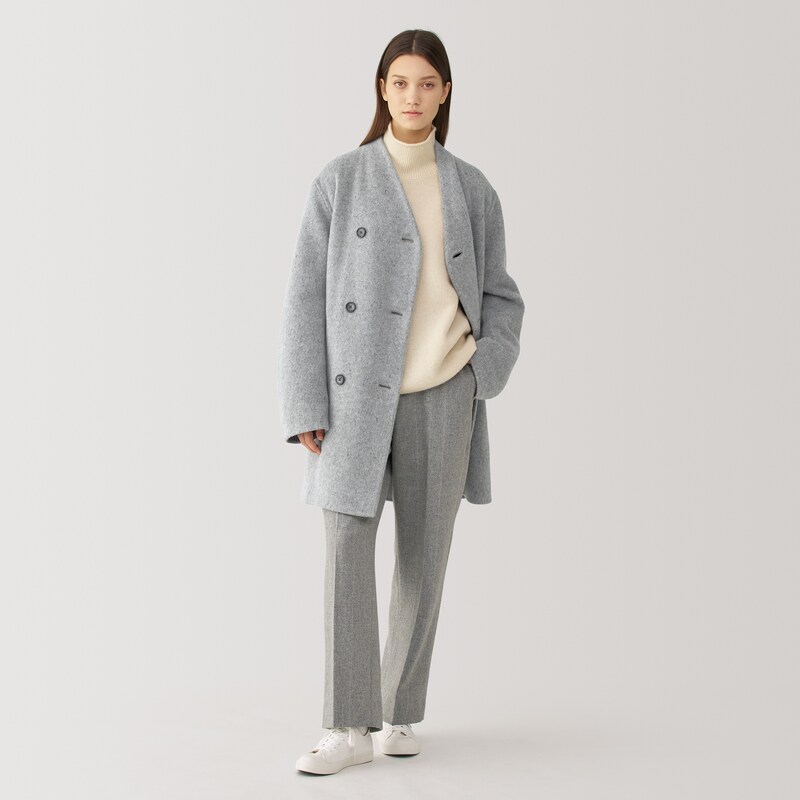 婦人 カシミヤ混ノーカラーコート | 無印良品