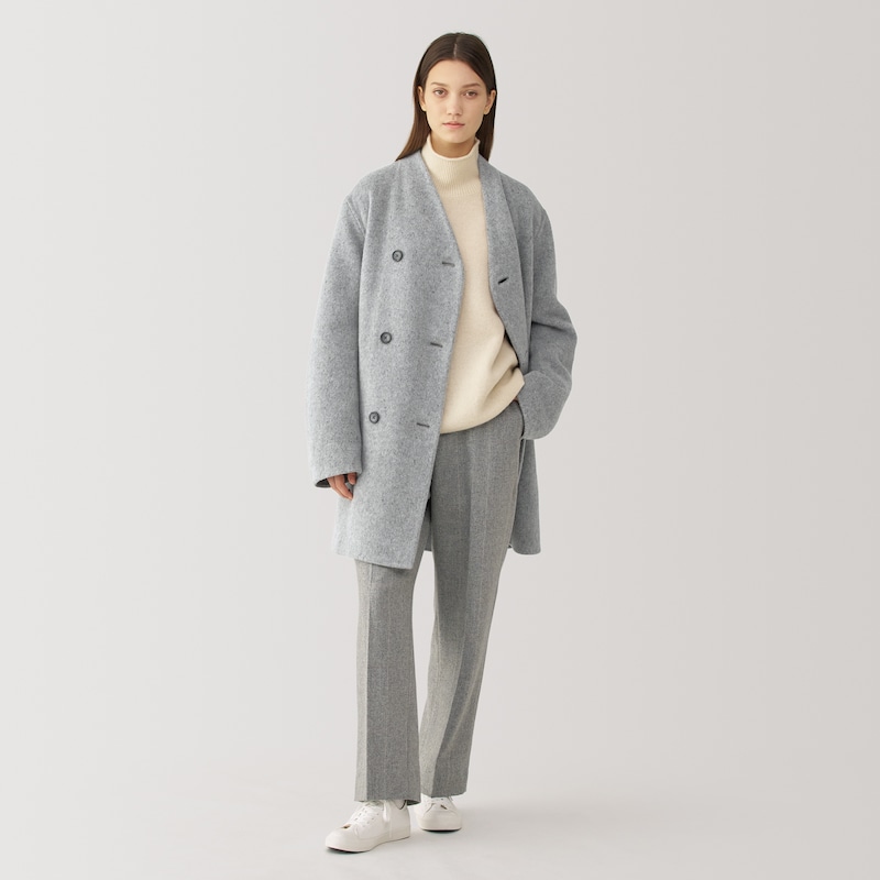 婦人 カシミヤ混ノーカラーコート | 無印良品