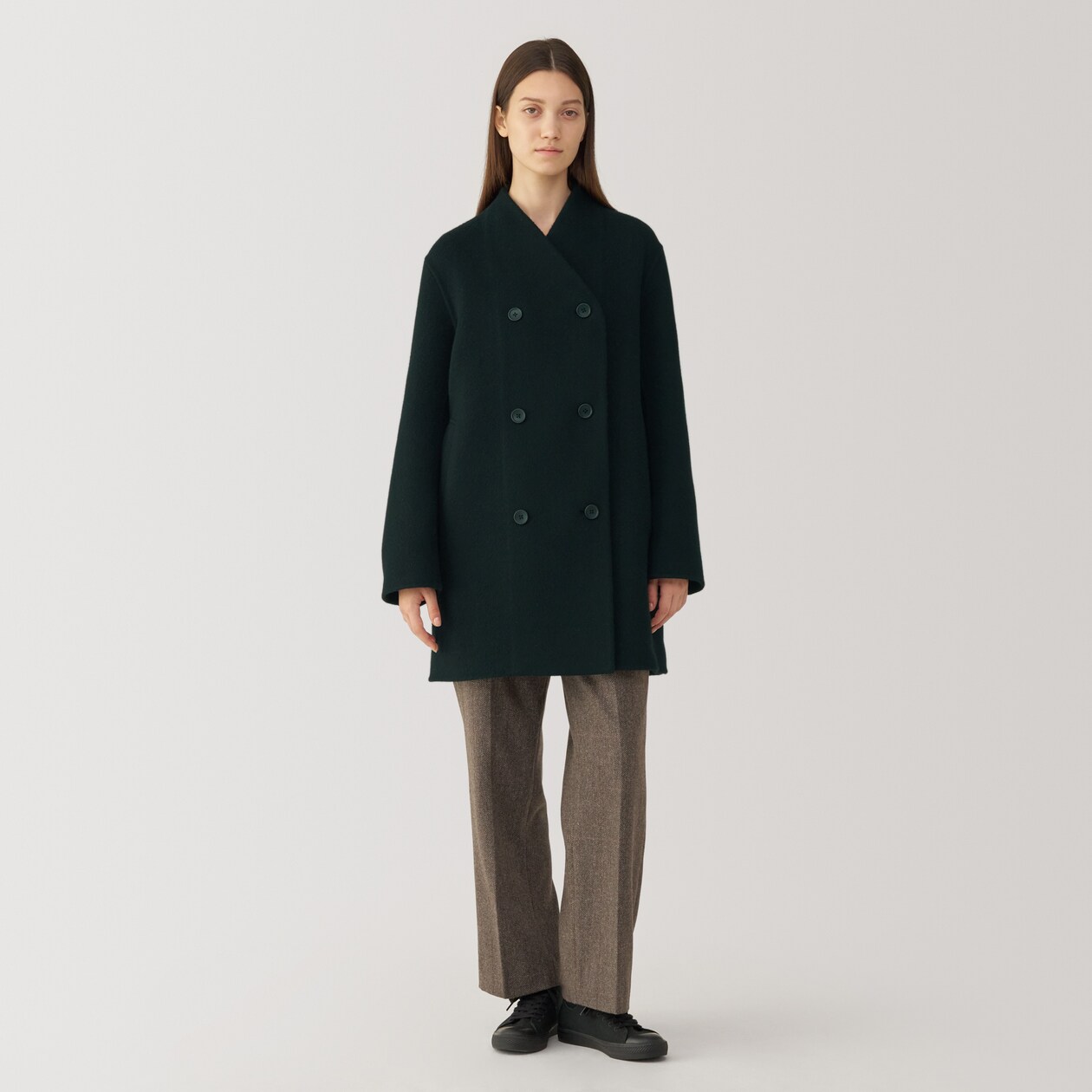 婦人 カシミヤ混ノーカラーコート | 無印良品