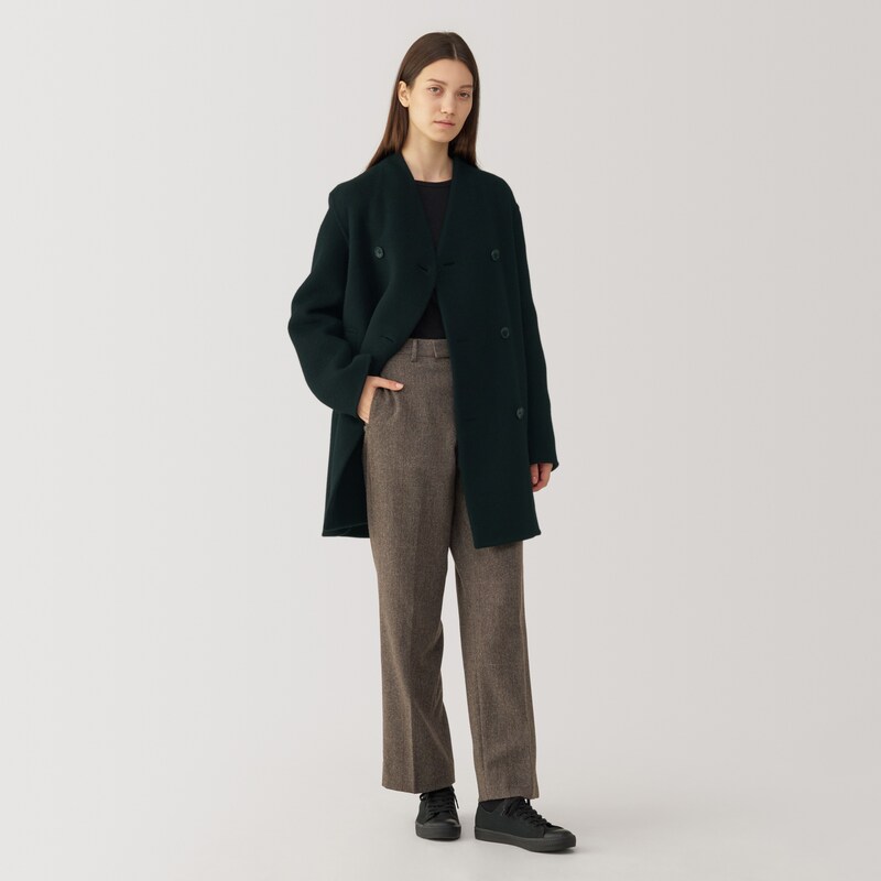 婦人 カシミヤ混ノーカラーコート | 無印良品