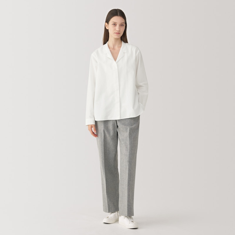 婦人 シルク混オープンカラーシャツ | 無印良品