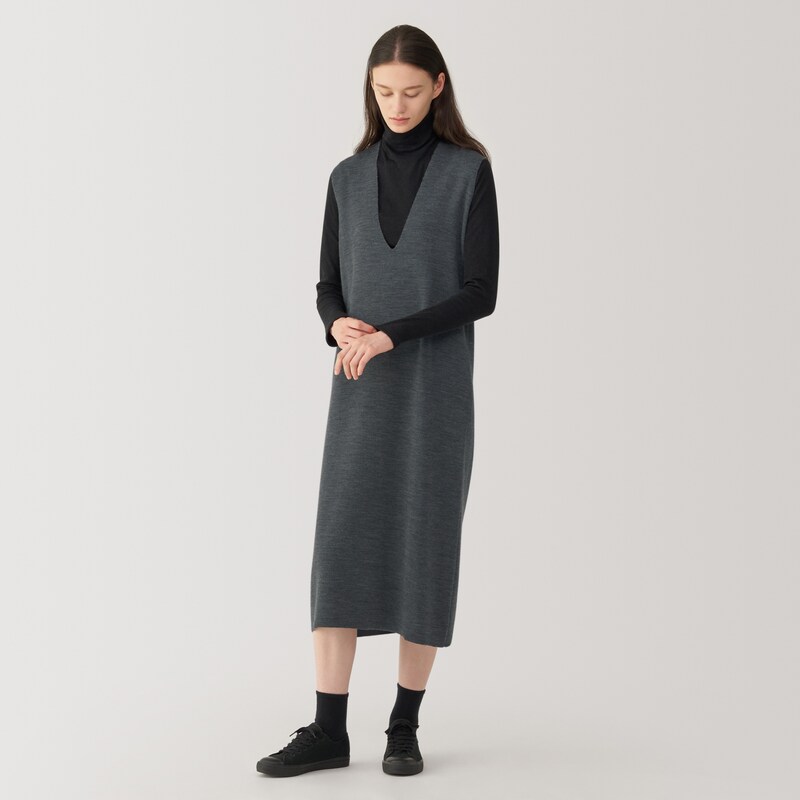 婦人 ダブルフェイスニットワンピース | 無印良品