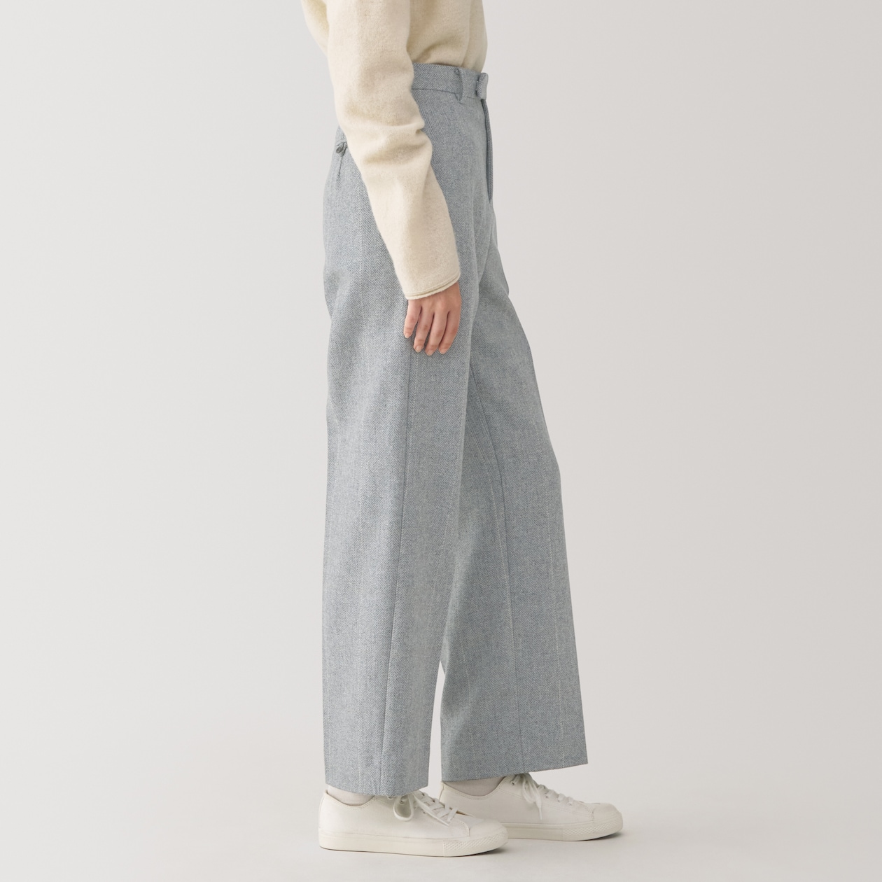婦人　ウール混ストレートパンツ