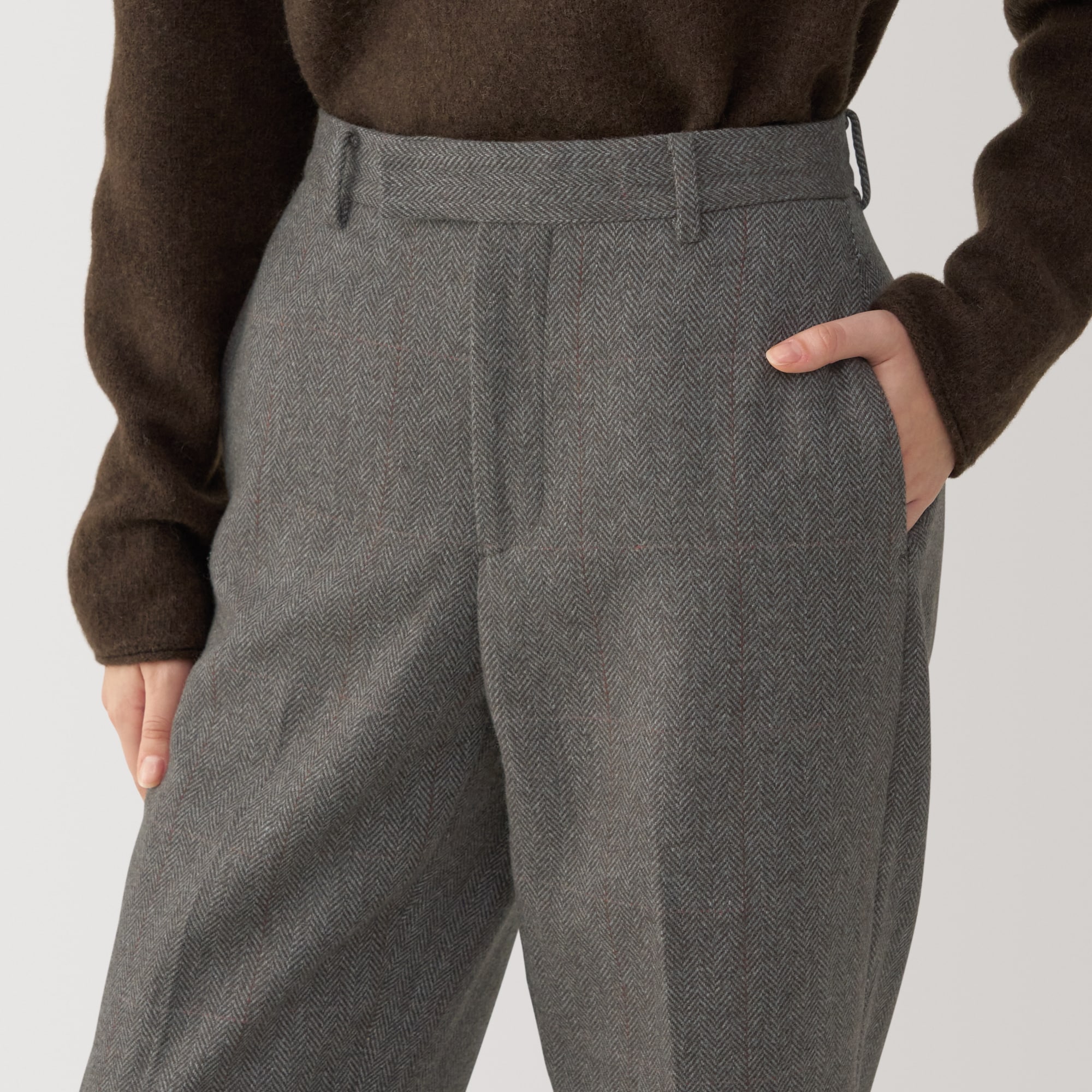 婦人　ウール混ストレートパンツ