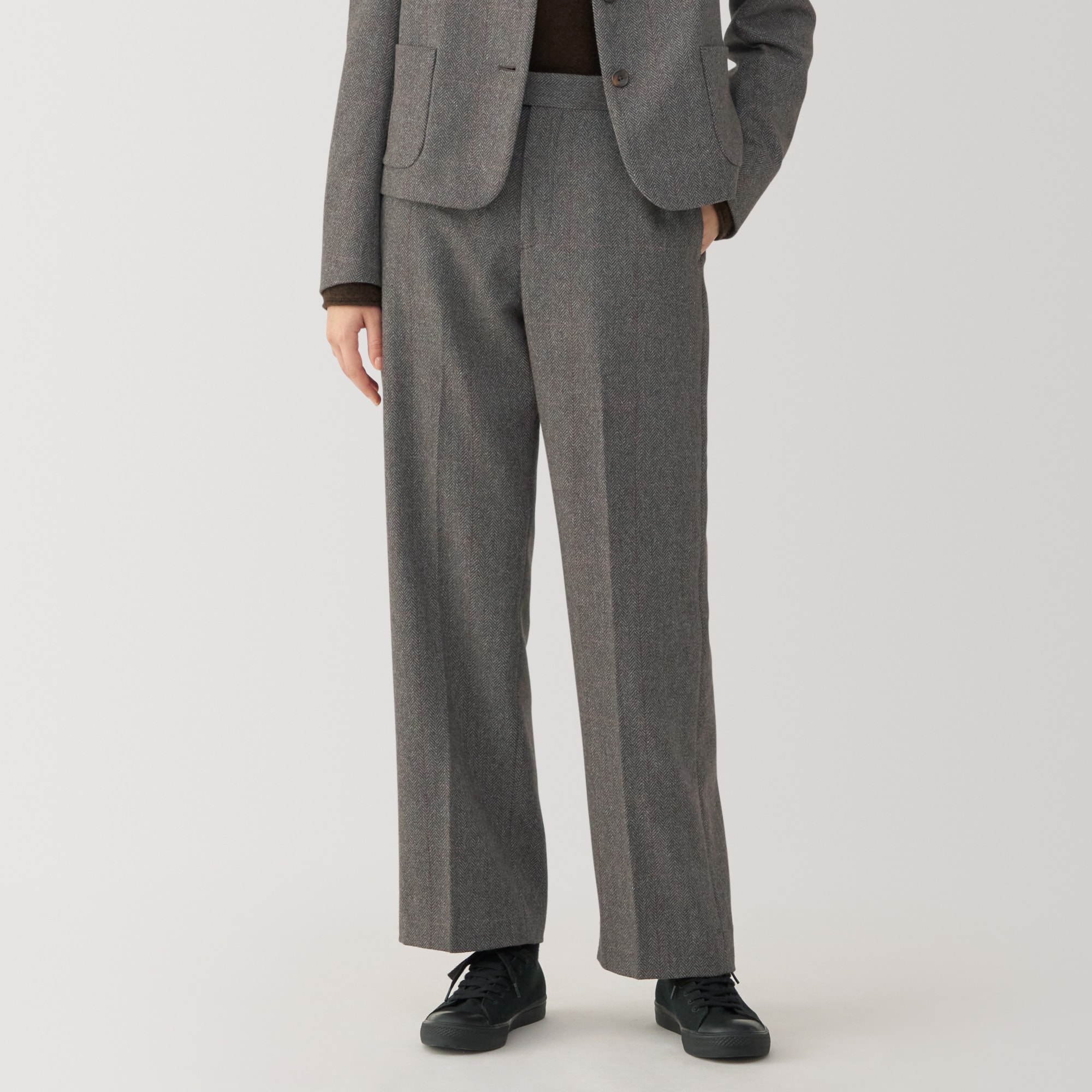 婦人　ウール混ストレートパンツ