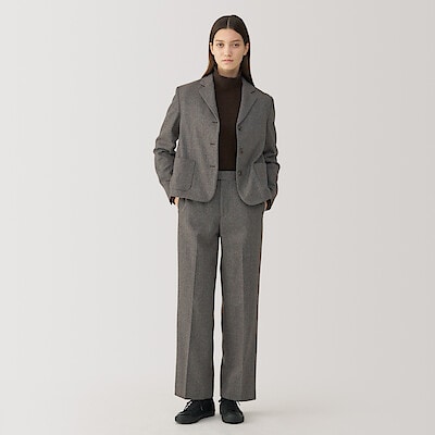 婦人　ウール混ストレートパンツ