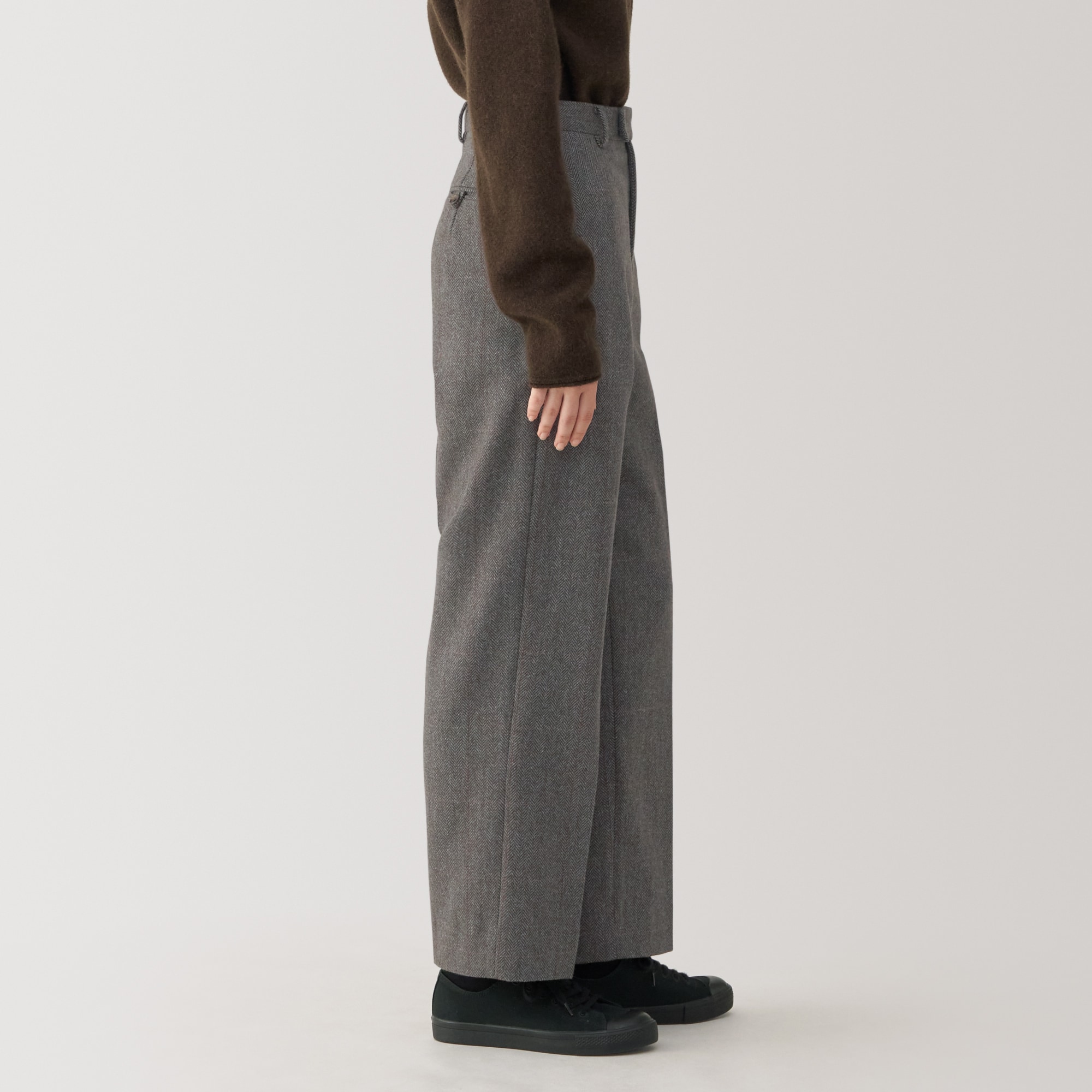 婦人　ウール混ストレートパンツ