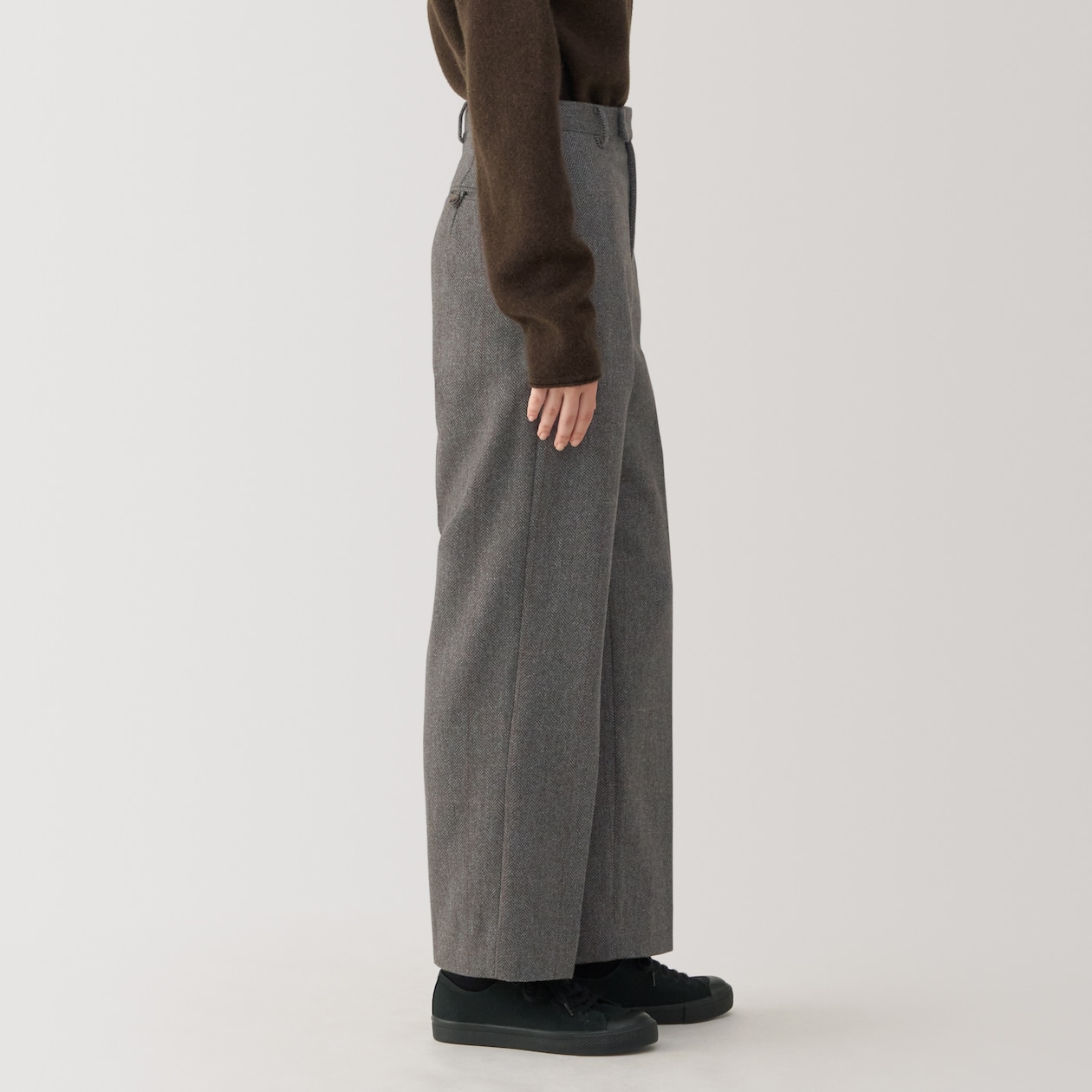 婦人　ウール混ストレートパンツ