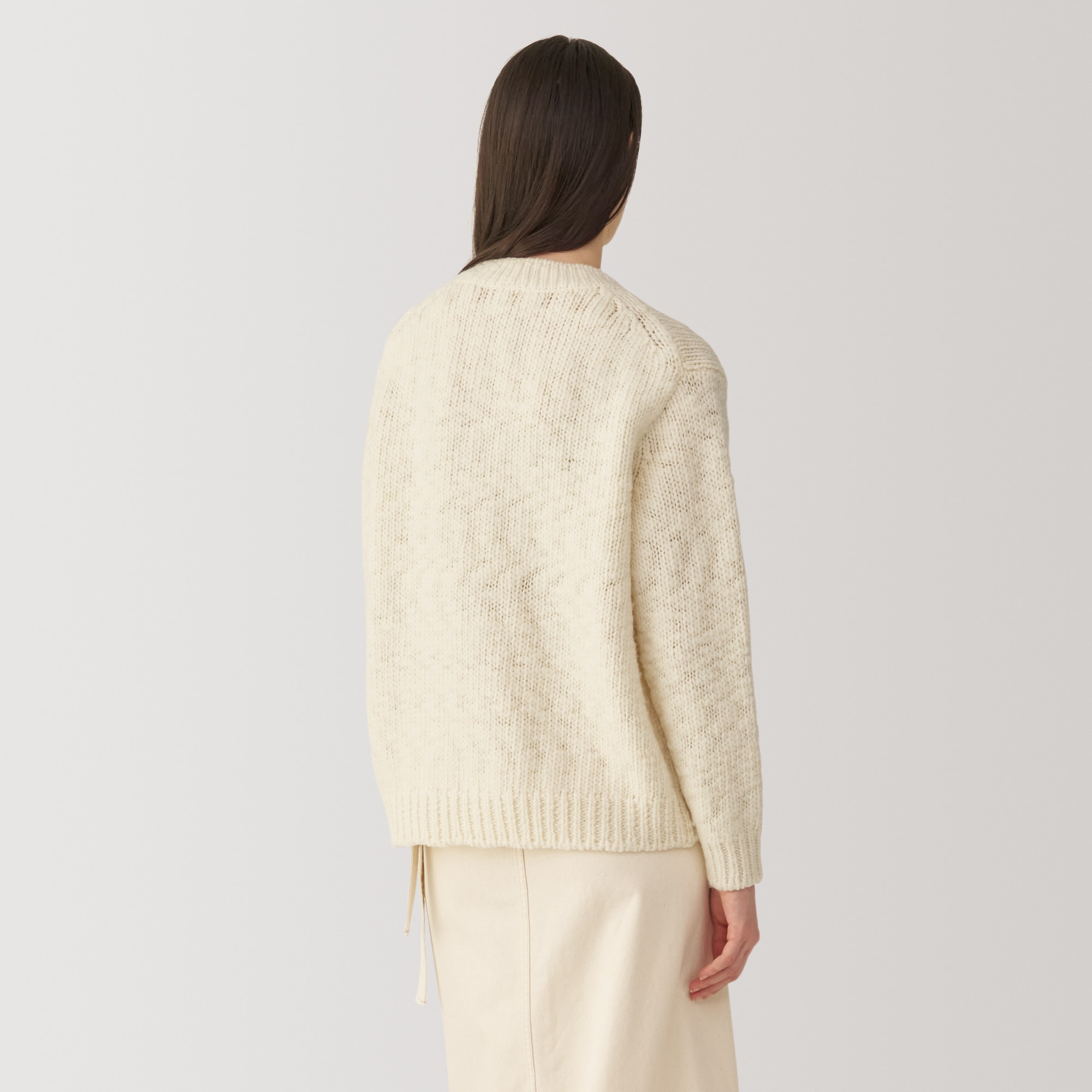 婦人　ウールローゲージクルーネックセーター