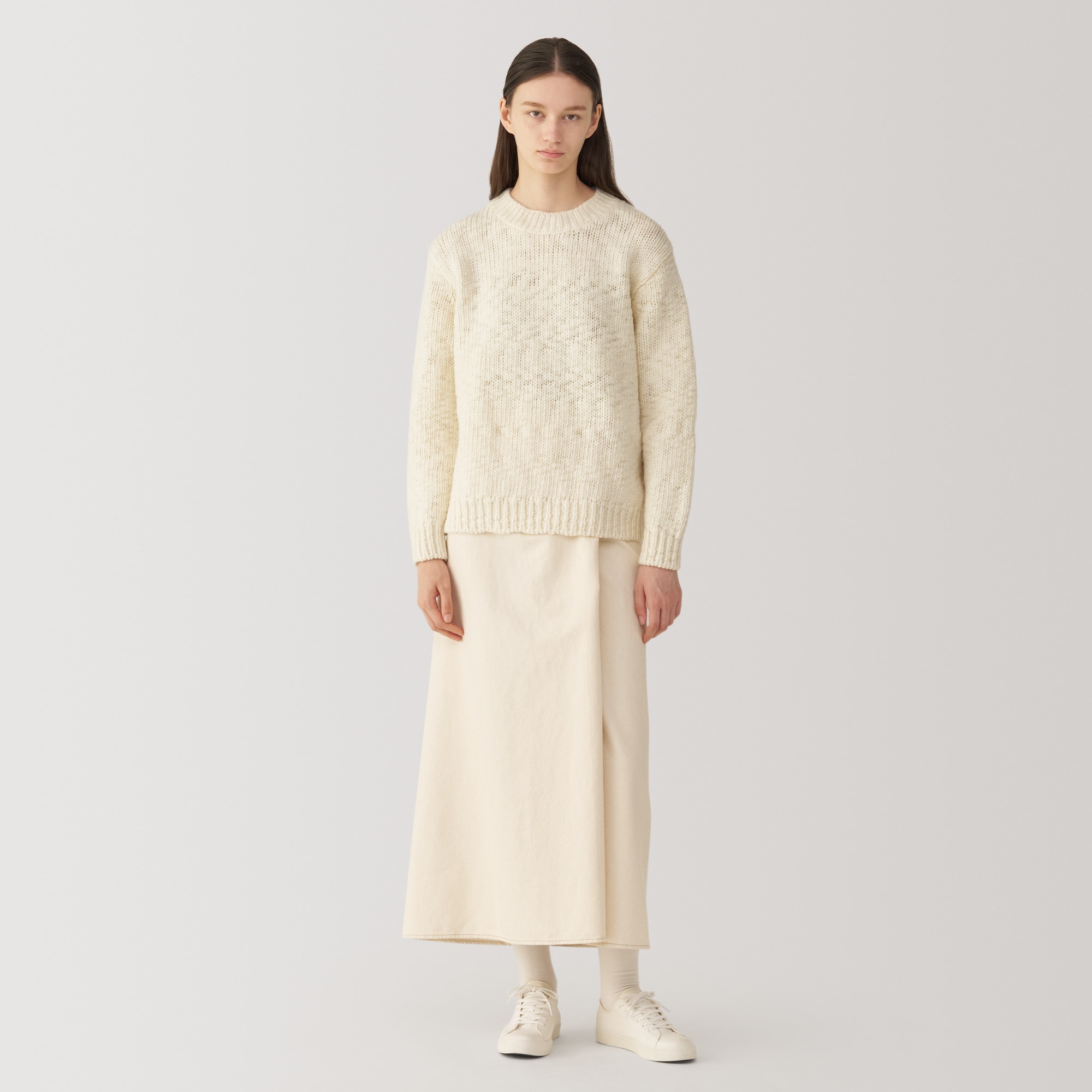 婦人 ウールローゲージクルーネックセーター | 無印良品
