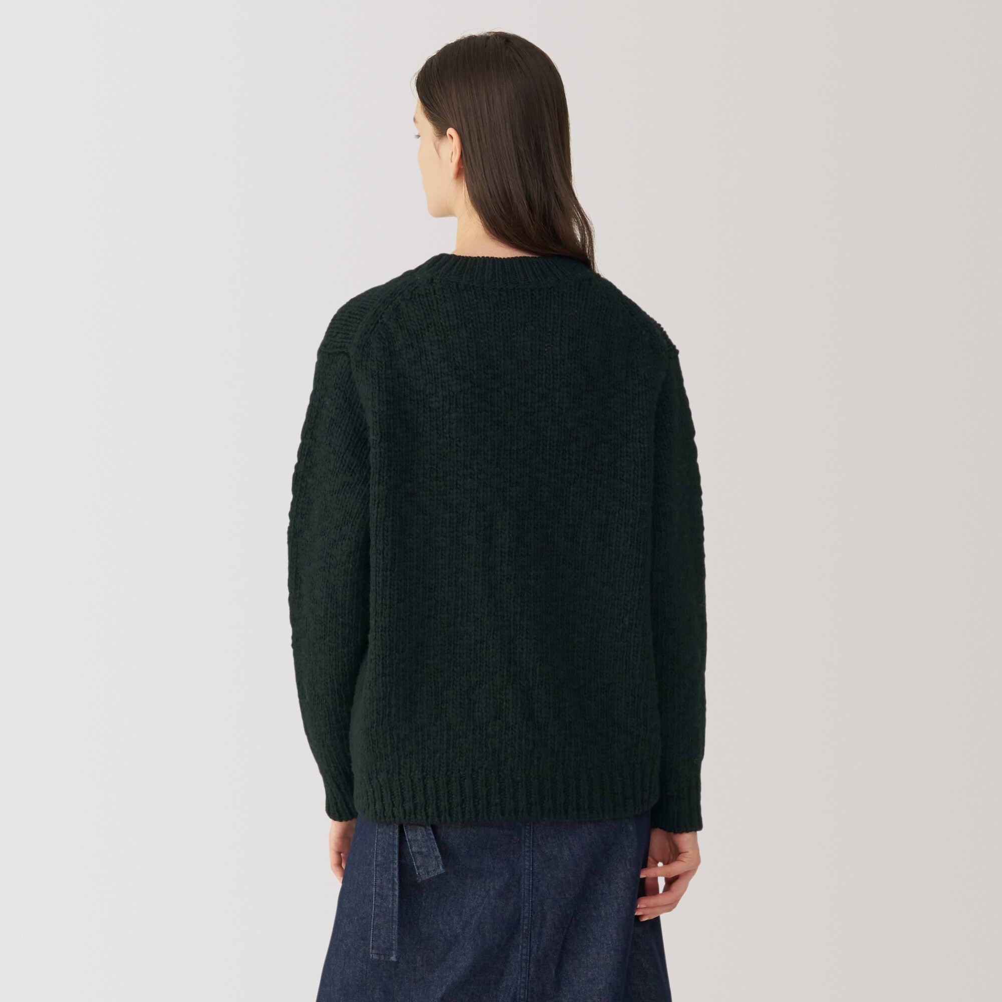 婦人　ウールローゲージクルーネックセーター