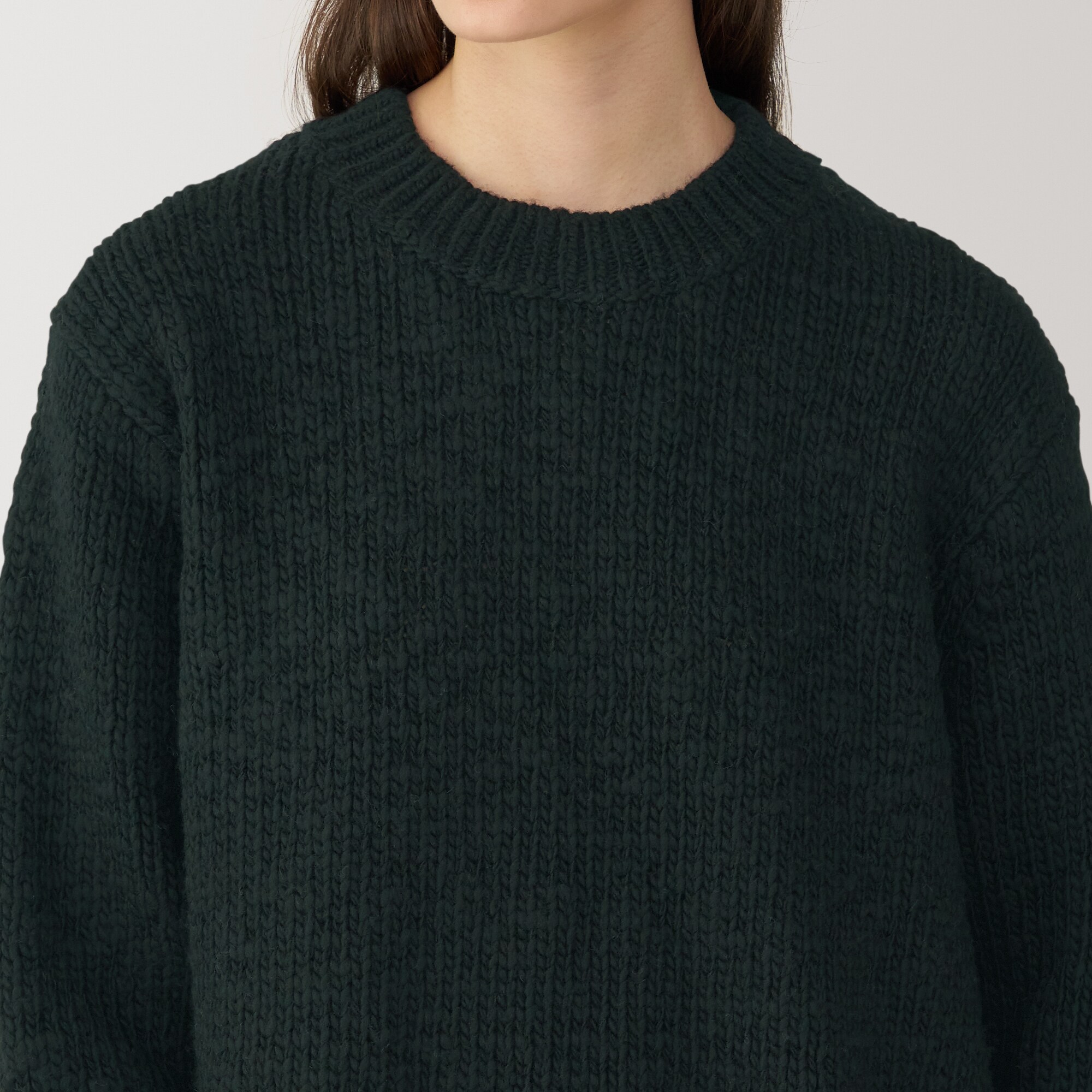 婦人　ウールローゲージクルーネックセーター