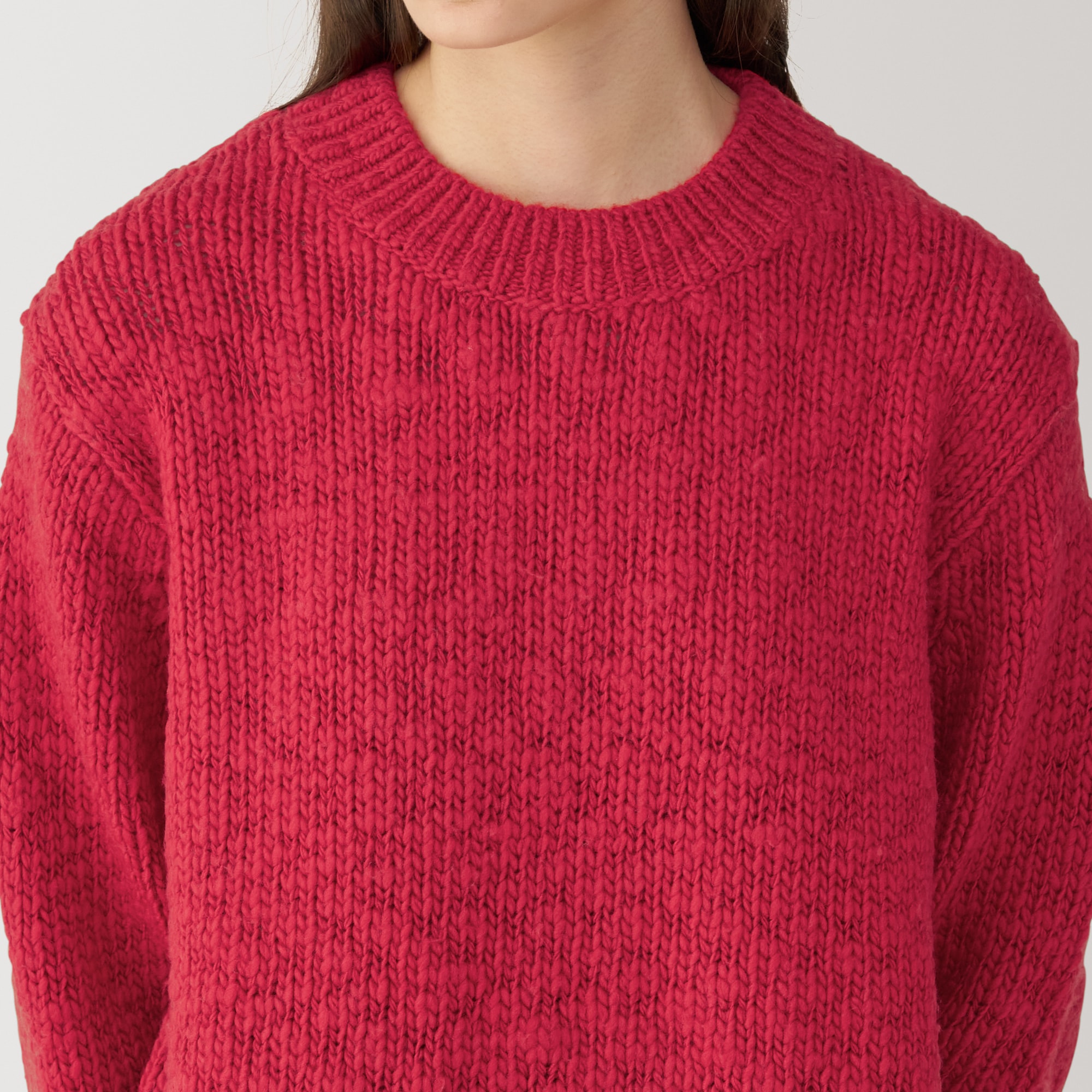 婦人　ウールローゲージクルーネックセーター