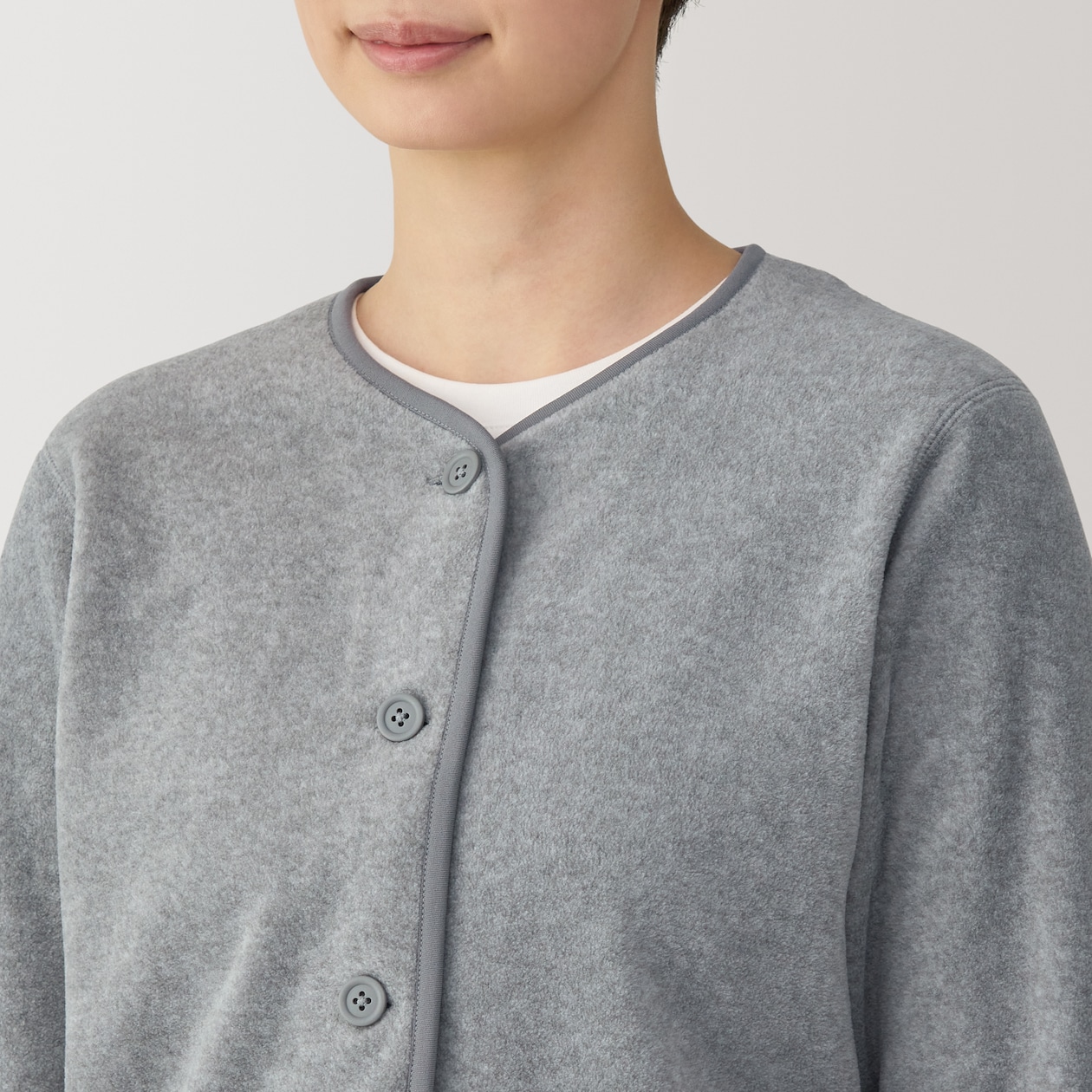 婦人　素材に還るフリースカーディガン