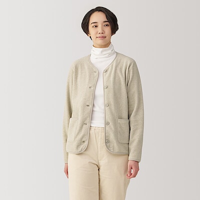 婦人　素材に還るフリースカーディガン