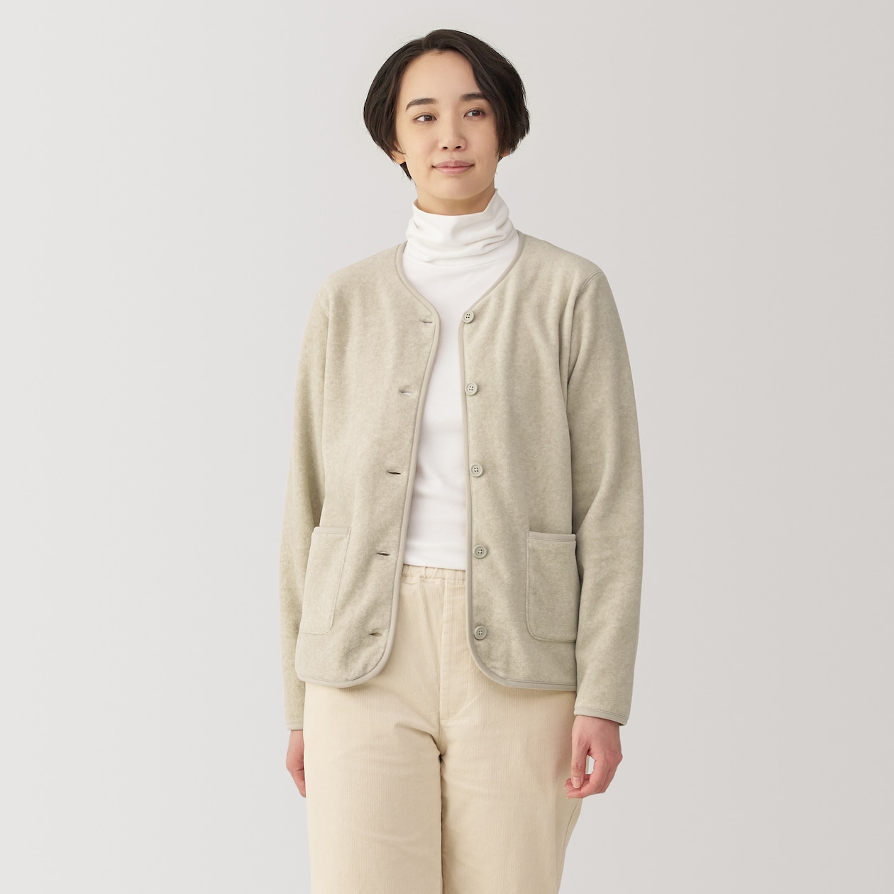 婦人　素材に還るフリースカーディガン