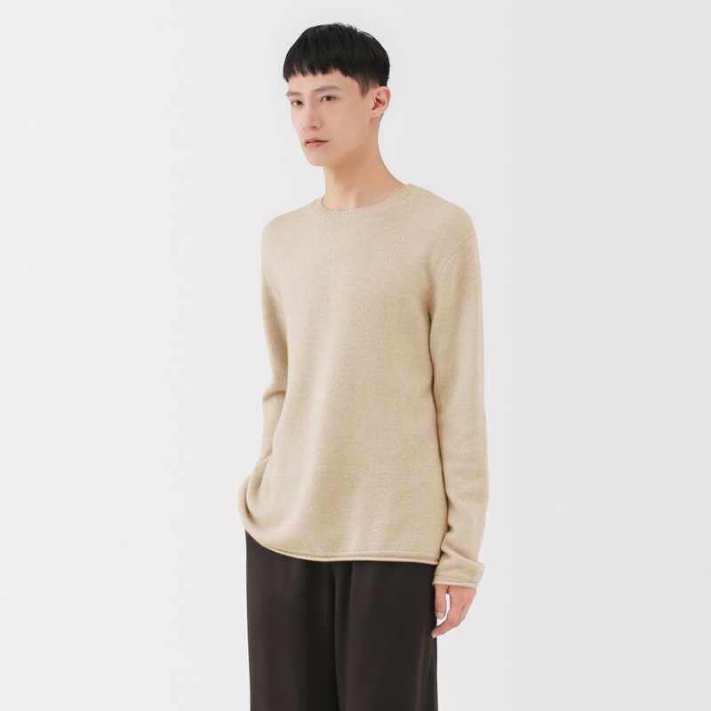 紳士 自然のまんまの色 カシミヤクルーネックセーター | 無印良品