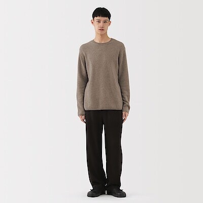紳士　自然のまんまの色　カシミヤクルーネックセーター