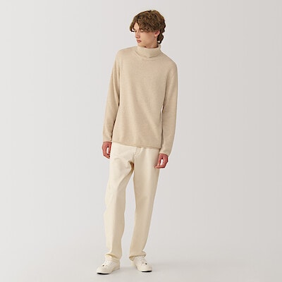 紳士　自然のまんまの色　カシミヤタートルネックセーター
