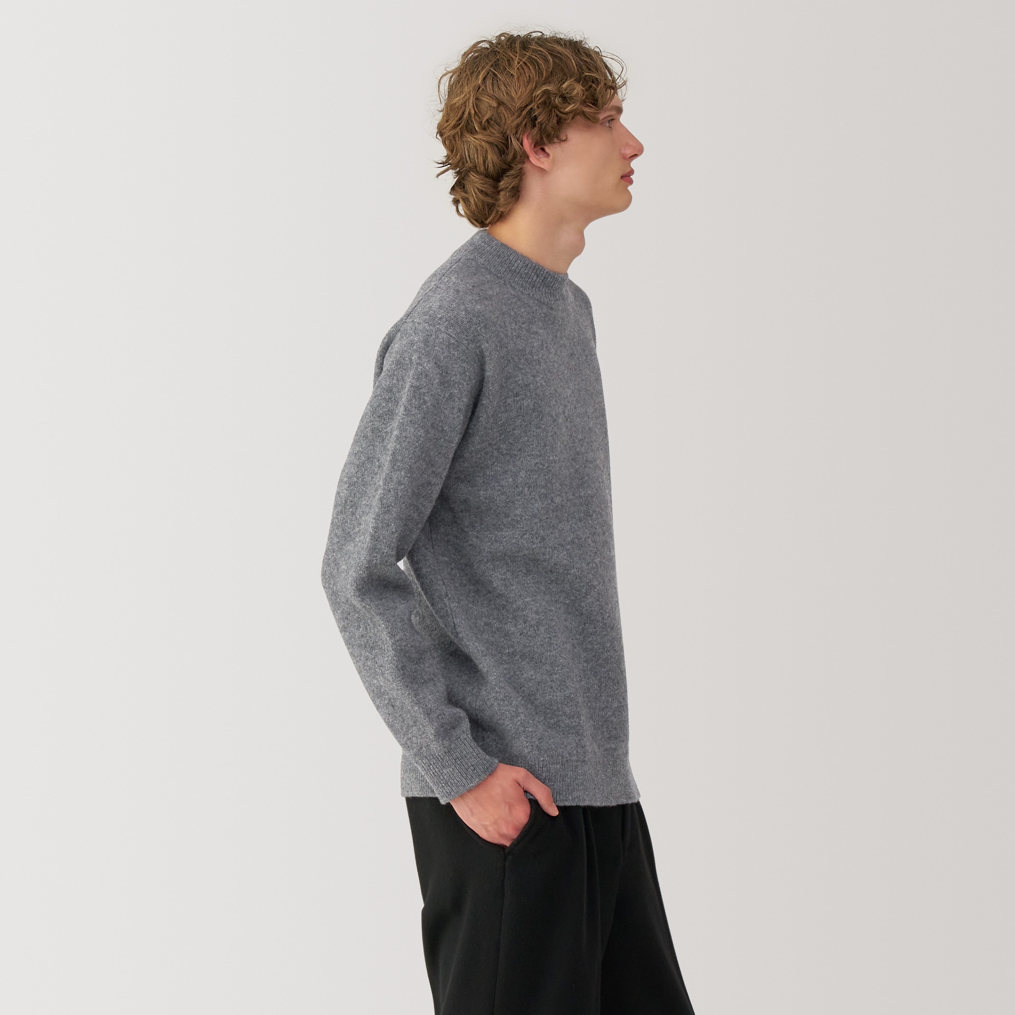 紳士　縮絨ウールモックネックセーター